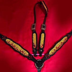 Western Breast Collar with Flames